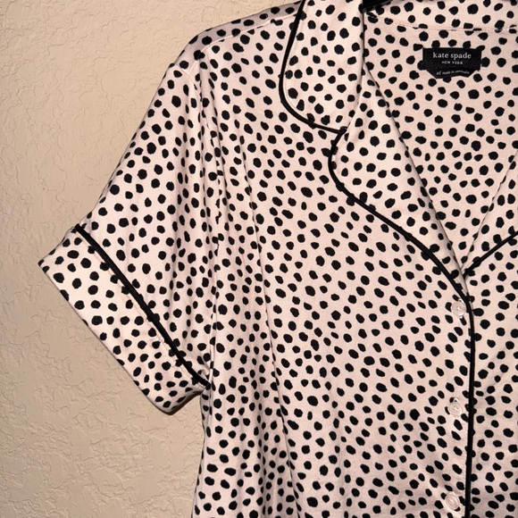 Kate Spade ♠️ Polka Dot Front Button Women's Pajama Shirt- Size XL - Picture 3 of 7